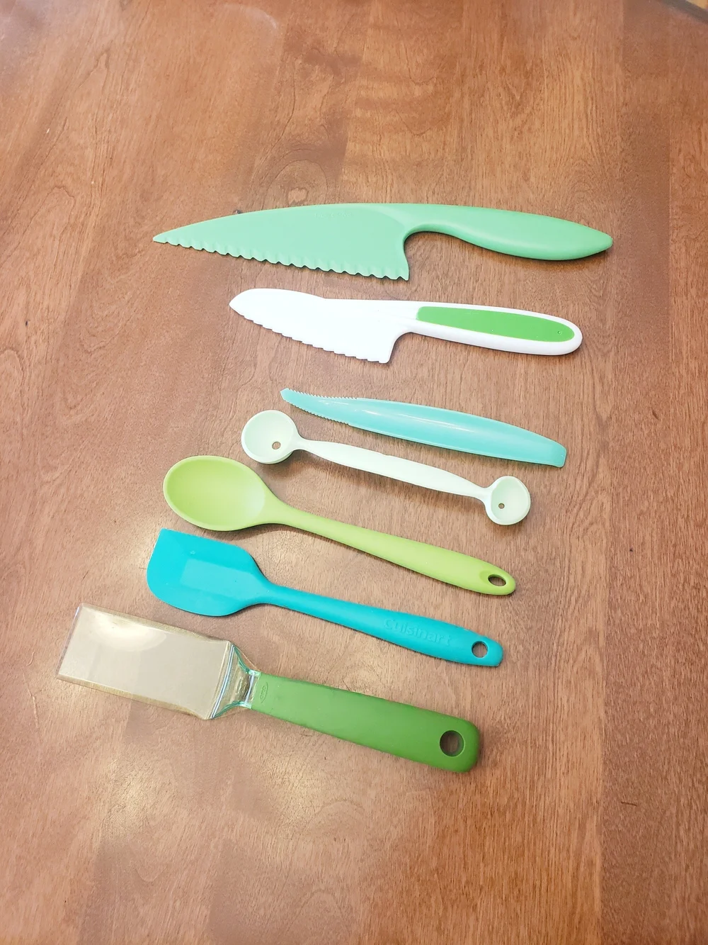 Assorted Green & Aqua Plastic And Silicone Kitchen Utensils (Set Of 7 Total)
